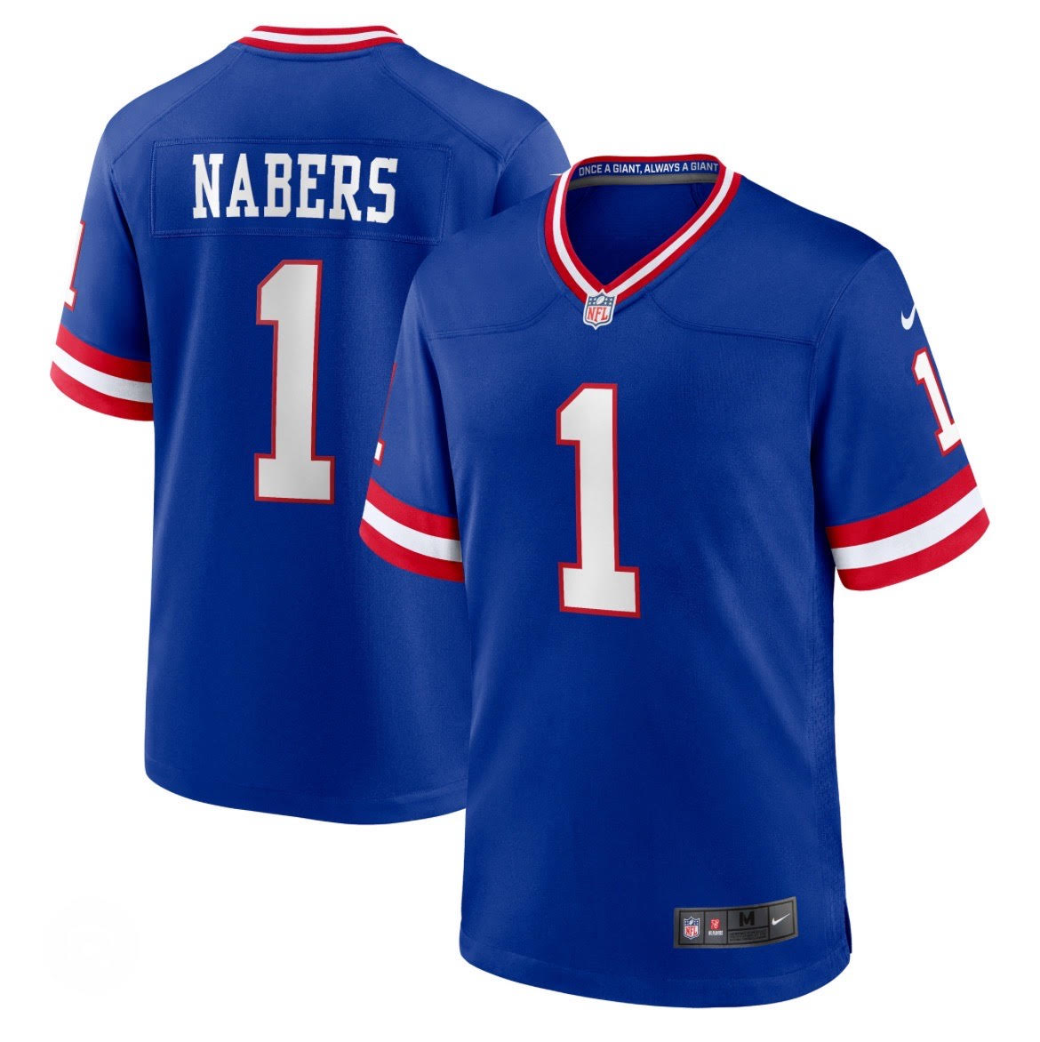 Men New York Giants #1 Malik Nabers 2024 blue Draft First Round Pick Player Game Jersey style 2